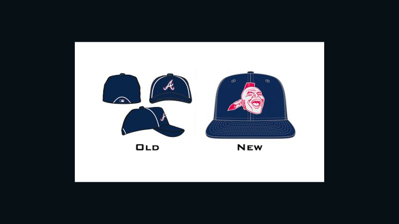 The Atlanta Braves cap pays tribute to their original mascot Chief