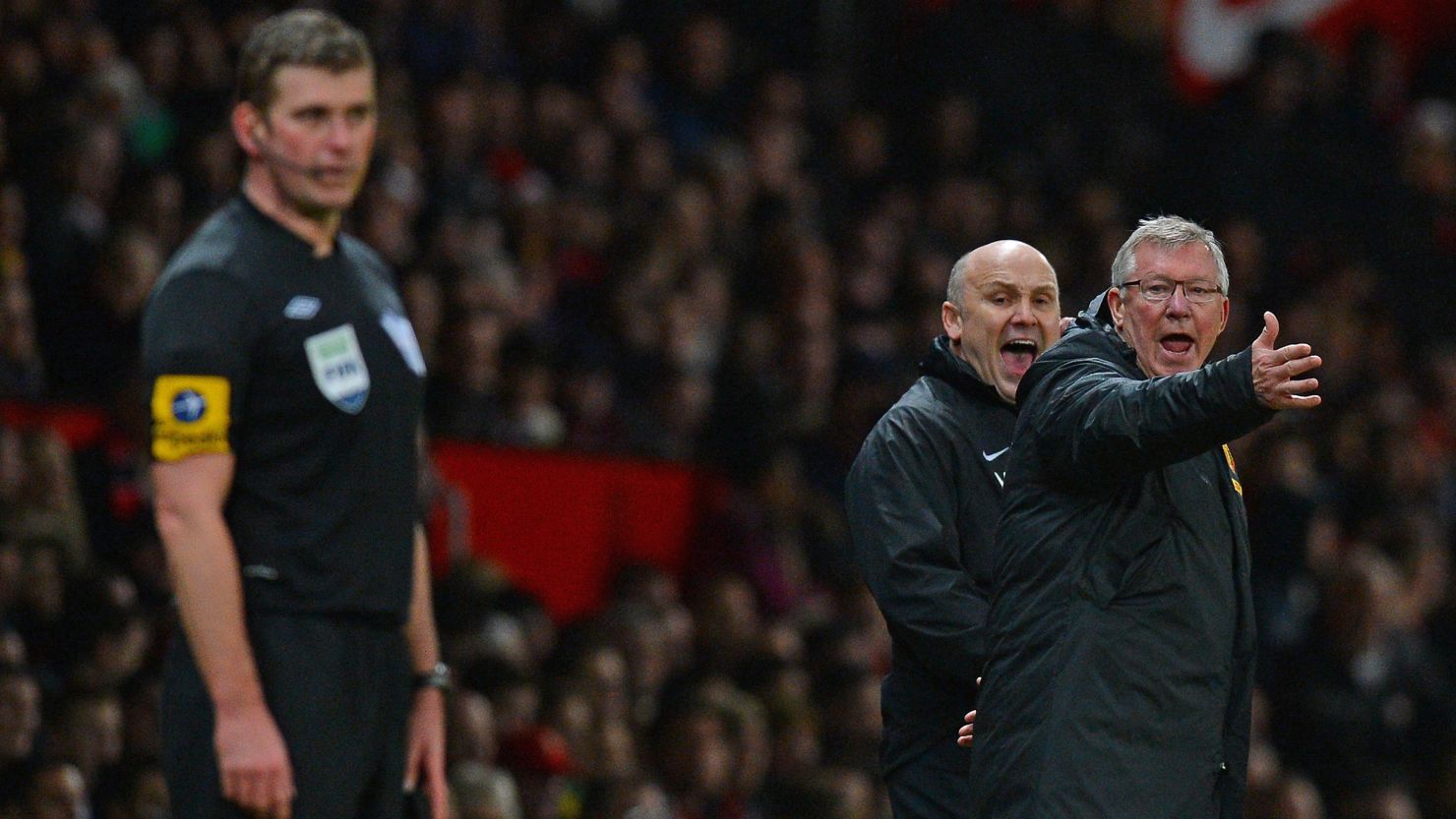 Manchester United manager Alex Ferguson vents his fury during his team's 4-3 win over Newcastle at Old Trafford.