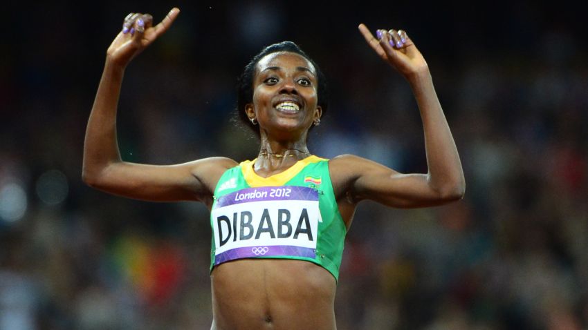 Tirunesh Dibaba takes gold in the 10,000m at the London Olympics Games in 2012.