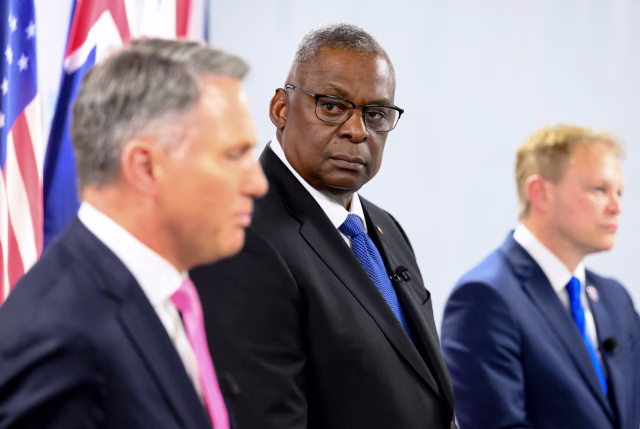 US Defense Secretary Lloyd Austin is seen in California on Friday.