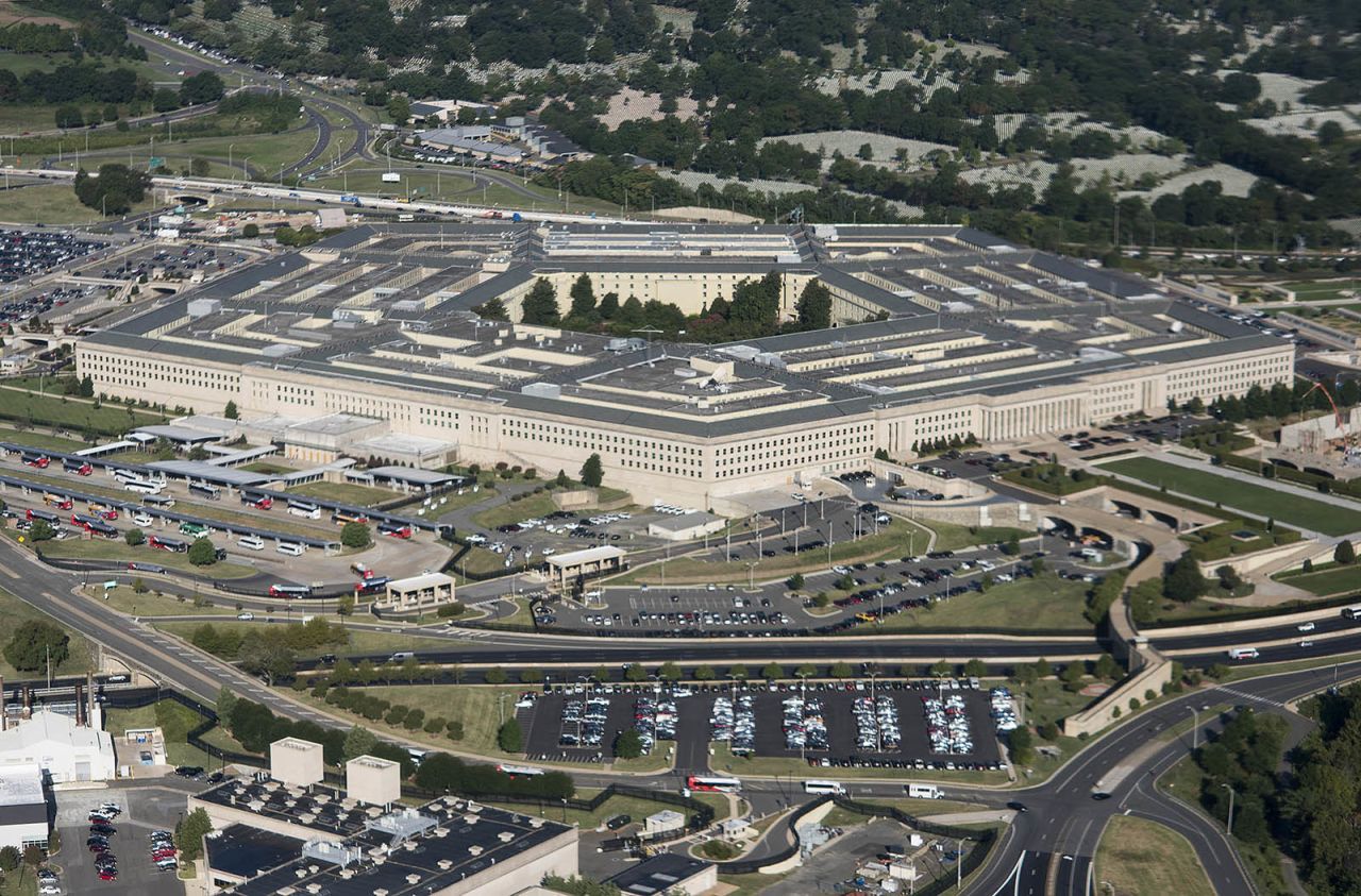 Aerial view of the Pentagon building. 