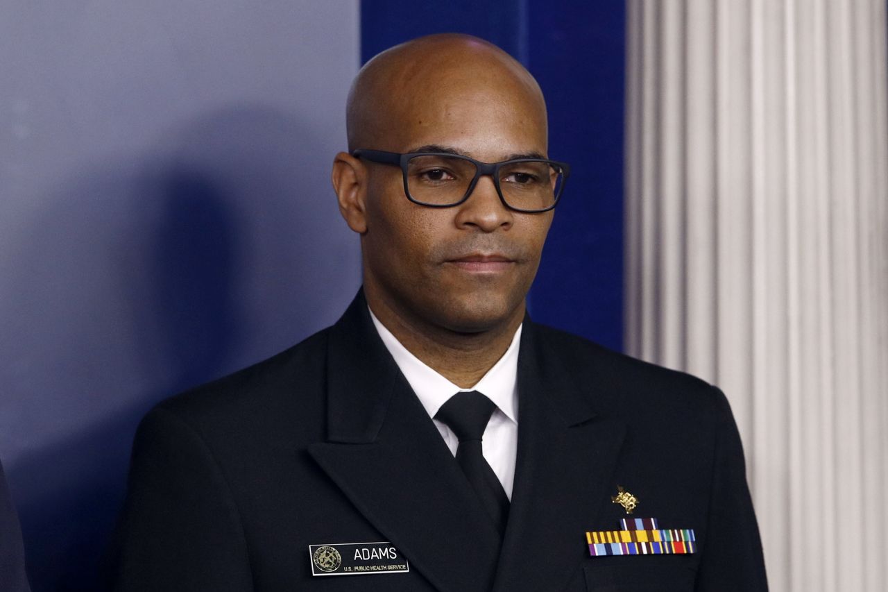 US Surgeon General Dr. Jerome Adams attends a coronavirus task force briefing at the White House on March 22.