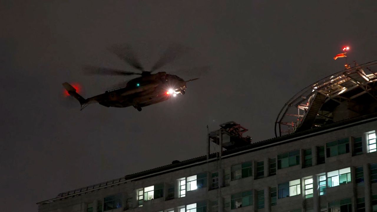 CNN’s team outside the Ichilov Hospital?in Tel Aviv saw a helicopter with an unidentified number of hostages landing at the top of the facility.