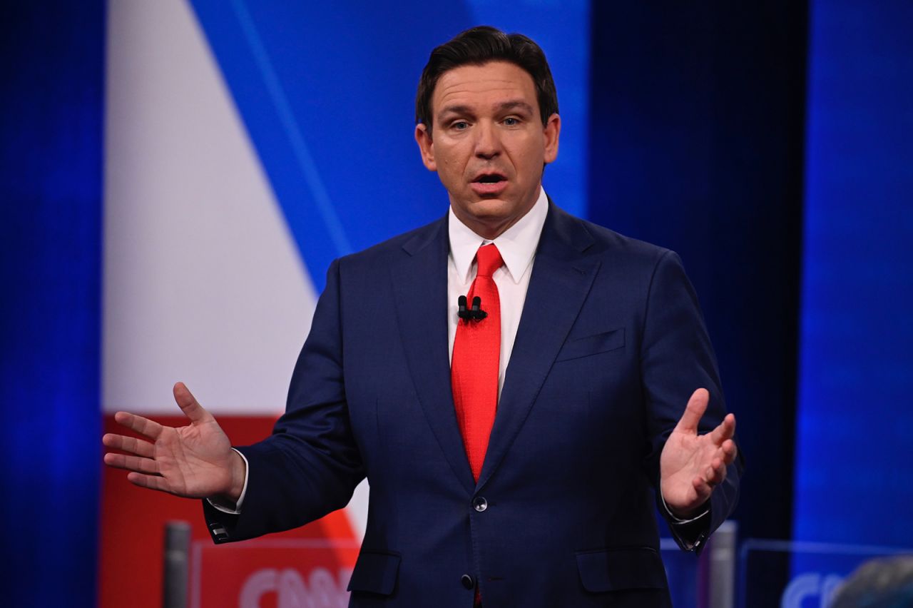 Ron DeSantis answers a question during the CNN Republican Town Hall on Tuesday in Des Moines, Iowa.