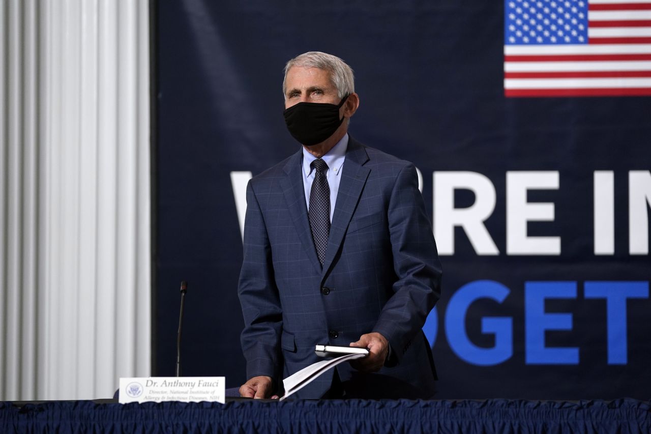 Dr. Anthony Fauci, director of the National Institute of Allergy and Infectious Diseases, arrives to participate in a roundtable at the American Red Cross in Washington, DC, on July 30.