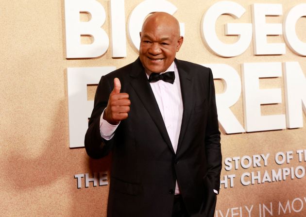 Foreman attends the world premiere of the 2023 film "Big George Foreman," which was based on his life.