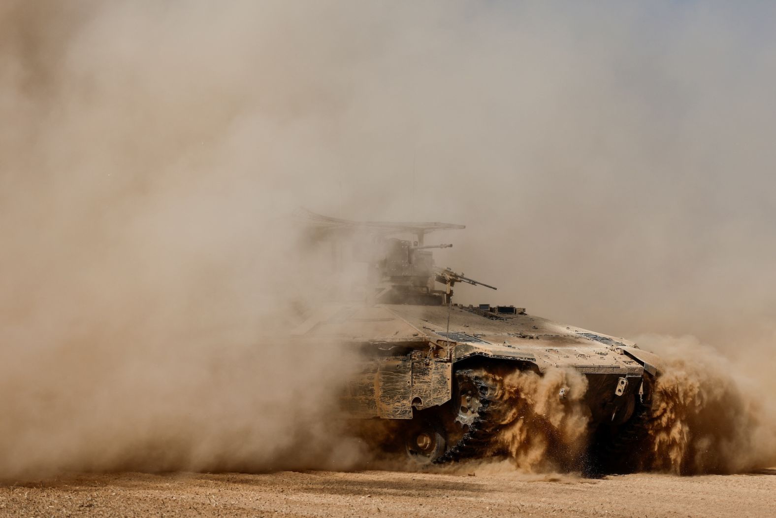 An Israeli armored personnel carrier is operated near the Israel-Gaza border on Monday, November 11. After months of stop-and-go negotiations between Israel and Hamas, <a href="index.php?page=&url=https%3A%2F%2Fwww.cnn.com%2F2024%2F11%2F09%2Fpolitics%2Fqatar-gaza-ceasefire-pause-mediator%2Findex.html">talks have stalled</a> and there is seemingly no end to the war in sight.