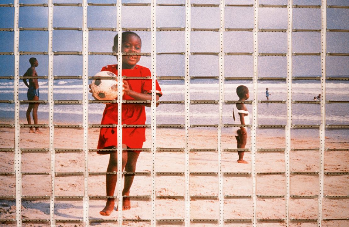 An installation view of Virginia Nimarkoh's "Afrotopia 1," from 1991.