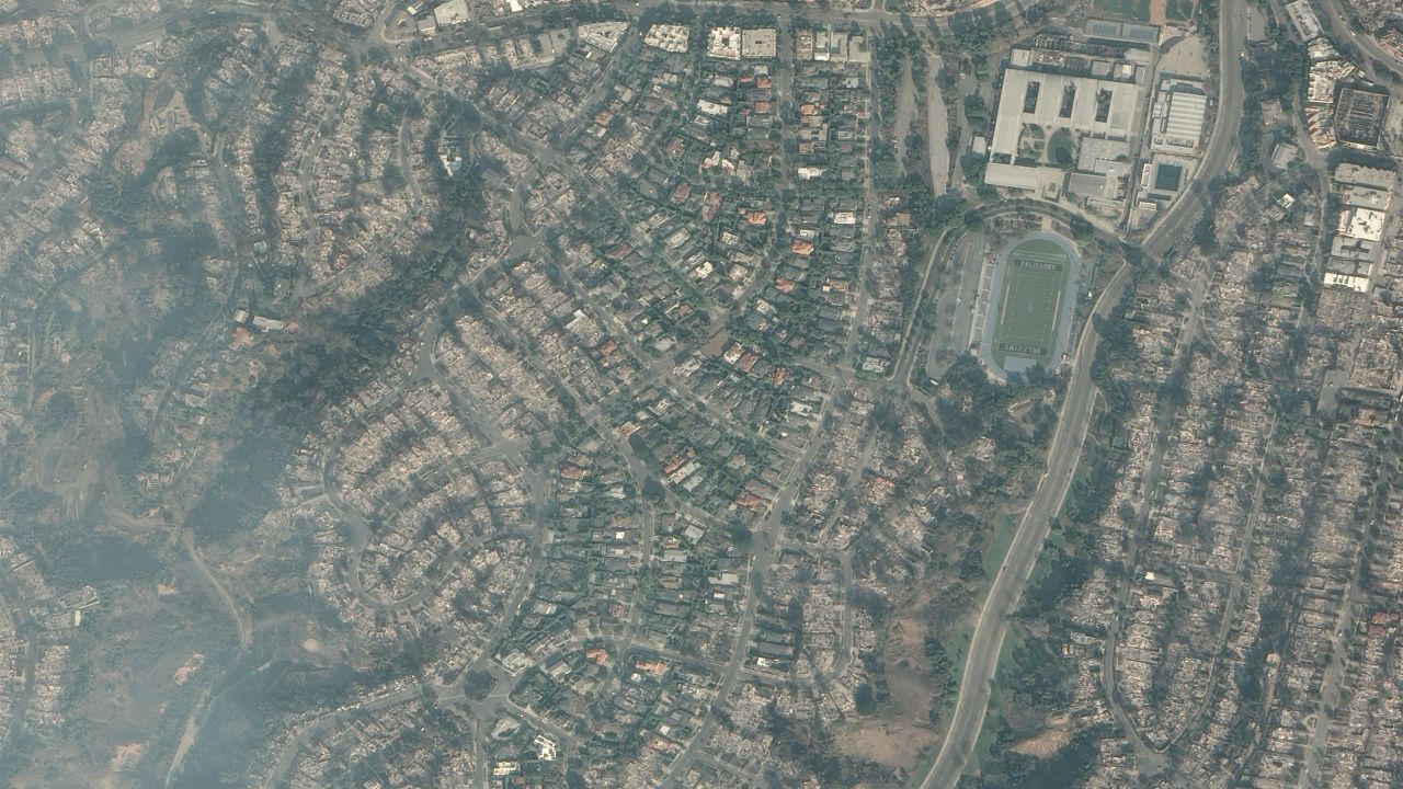 Houses near Palisades Charter High School on January 9.