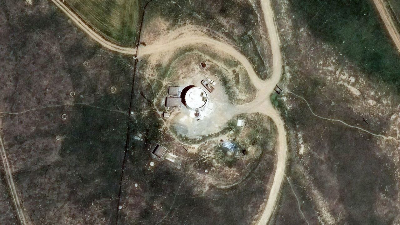 A military facility in Piranshahr, Iran is shown in a satellite image taken prior to Israeli Military strikes on the base. Satellite image ©2025 Maxar Technologies.