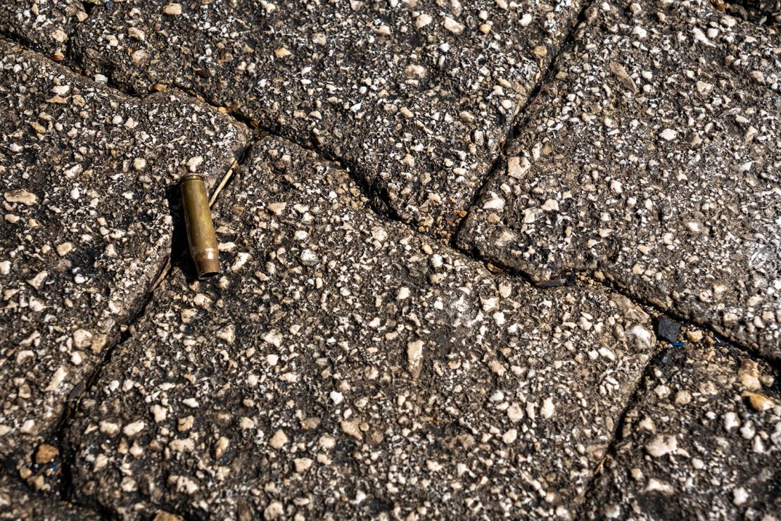 A bullet lies on a street in Port-au-Prince, Haiti's capital.