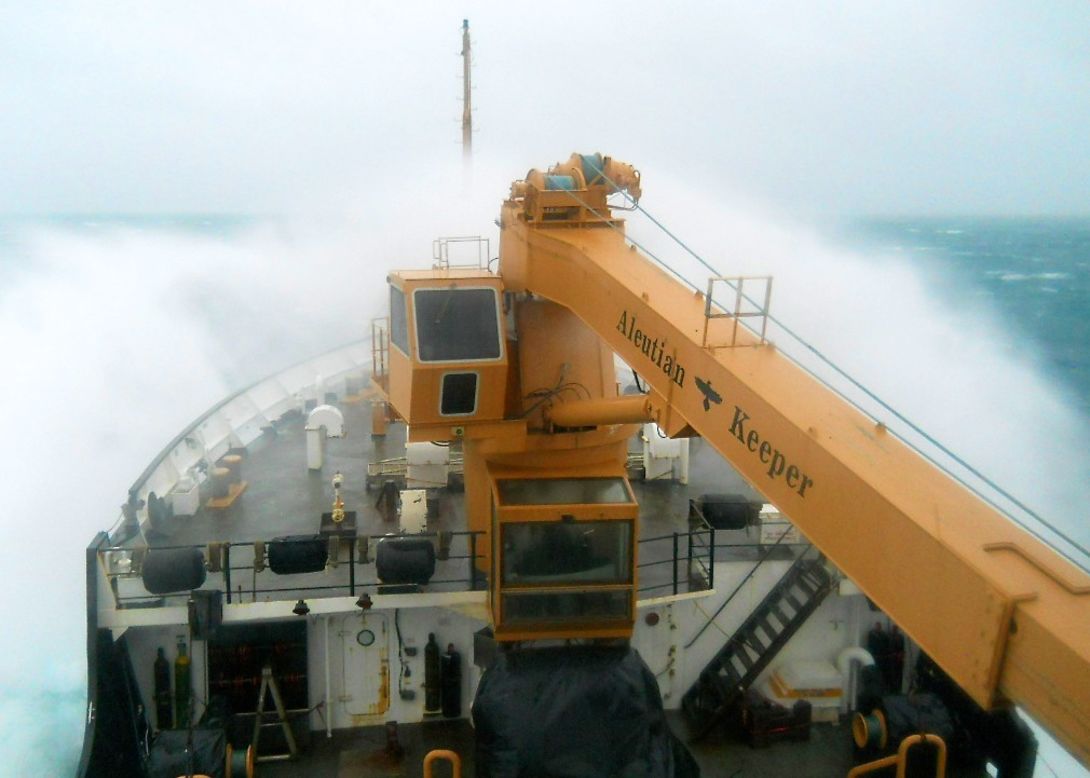 Coast Guard crews continue to battle the elements to provide assistance to the crews of the Kulluk and its four support vessels, Aiviq, Nanuq, Guardsman and Alert on Monday, December 31. 