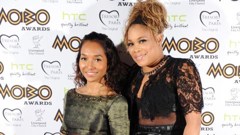 Chilli and T-Boz of TLC attended the 2012 MOBO awards at Echo Arena on November 3, 2012 in Liverpool, England. 