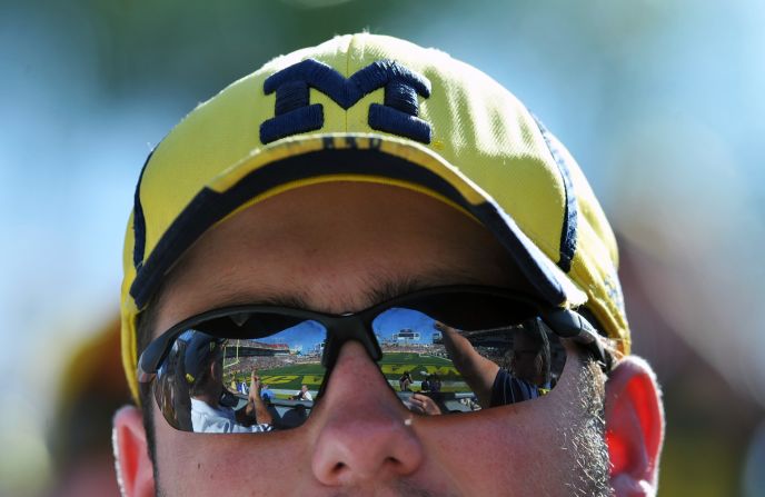 A Michigan Wolverines fan watches the game against the South Carolina Gamecocks on January 1.