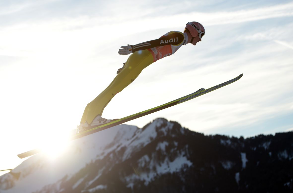 German Severin Freund jumps during training on Saturday, December 29.