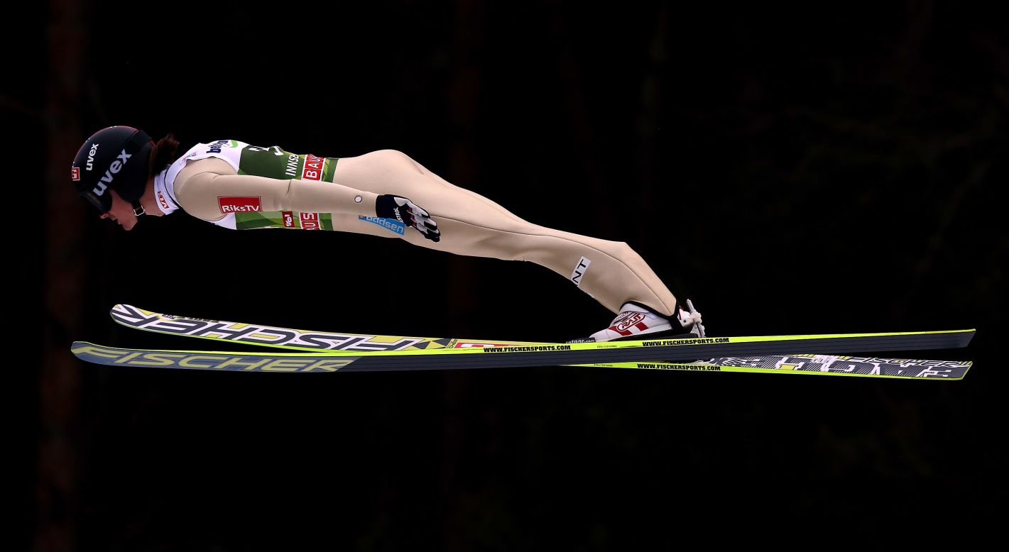 Tom Hilde of Norway gets near horizontal during the qualification round on January 3.