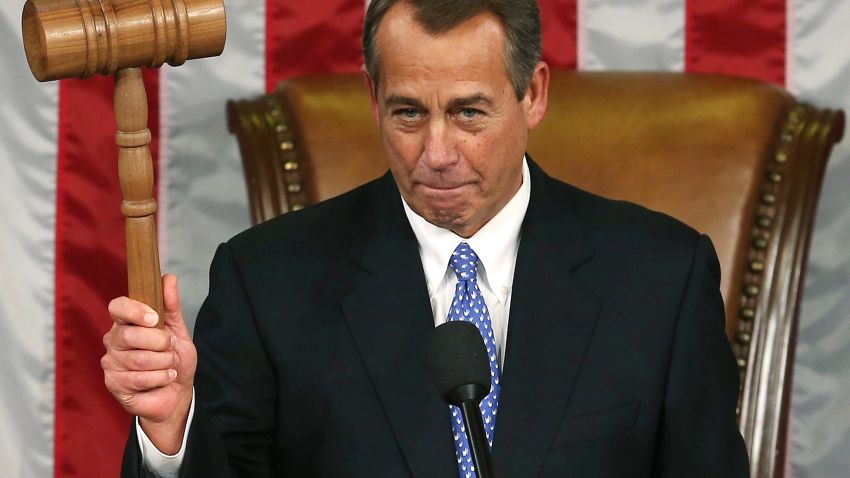 WASHINGTON, DC - JANUARY 03:  Speaker of the House John Boehner (R-OH) holds the gavel during the first session of the 113th Congress in the House Chambers January 3, 2013 in Washington, DC. House Speaker Boehner was re-elected as Speaker and presided over the swearing in of the newly elected members of the 113th Congress.  (Photo by Mark Wilson/Getty Images)