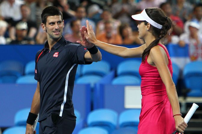 Men's No. 1 Novak Djokovic, left, and Serbian playing partner Ana Ivanovic won through to the final of the Hopman Cup teams event in Perth, where they will play Spain's Fernando Verdasco and Anabel Medina Garrigues.