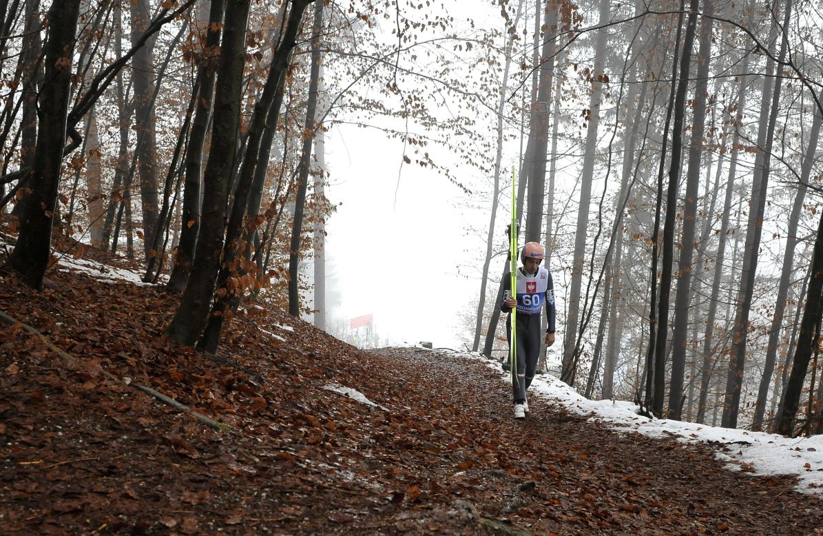 Austria's Andreas Kofler walks to the starting area on January 5.