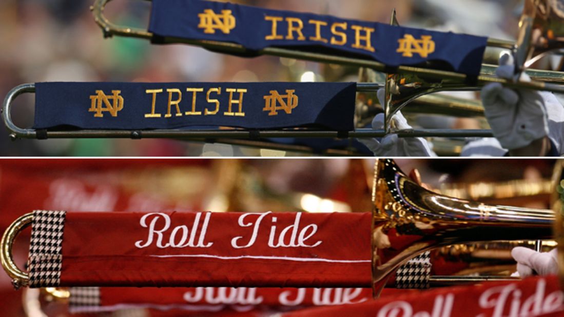 Tradition-rich Notre Dame and Alabama play for college football's national championship tonight. 