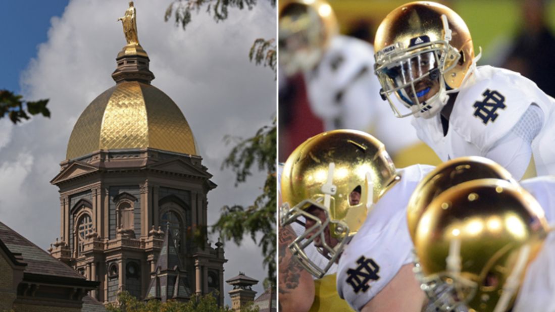 The gold Notre Dame football helmet was designed to mirror the university's "Golden Dome"  administration building.