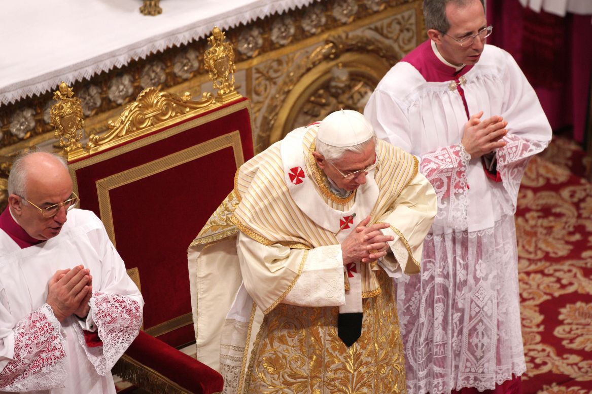 The pope celebrates the Epiphany Mass at St. Peter's Basilica on Sunday.