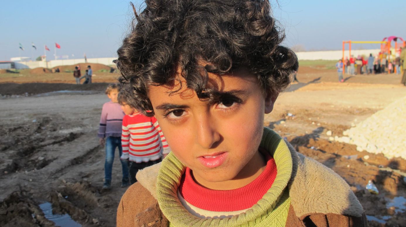 Nour, 8, from the town of Azaz, arrived a few days ago at the refugee camp.