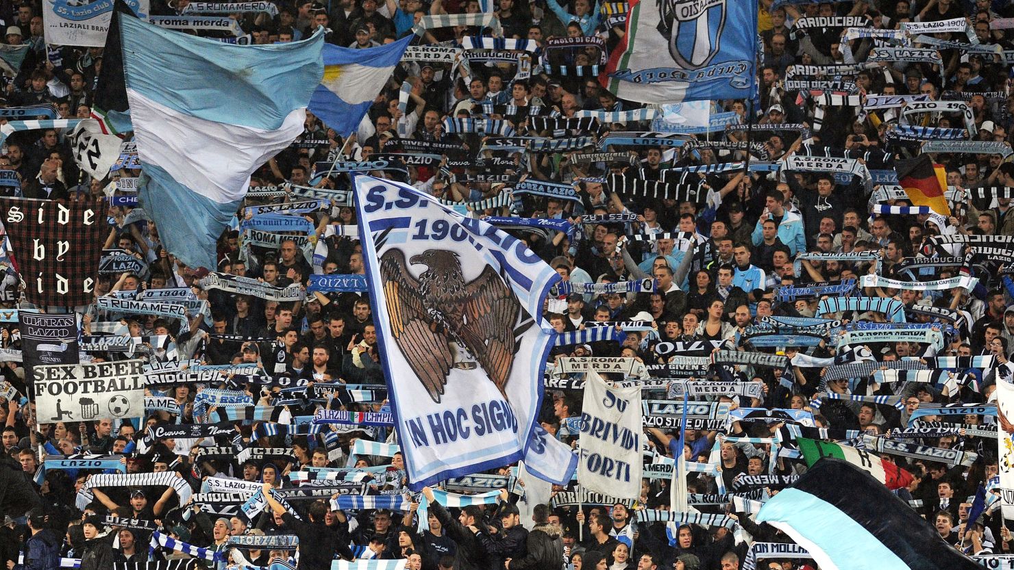 Lazio fans show their support during a Serie A match against city rivals AS Roma in November 2012. 