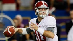 ATLANTA, GA - DECEMBER 01: Quarterback AJ McCarron #10 of the Alabama Crimson Tide drops back to pass against the Georgia Bulldogs during the first half of the SEC Championship Game at the Georgia Dome on December 1, 2012 in Atlanta, Georgia. (Photo by Kevin C. Cox/Getty Images) 