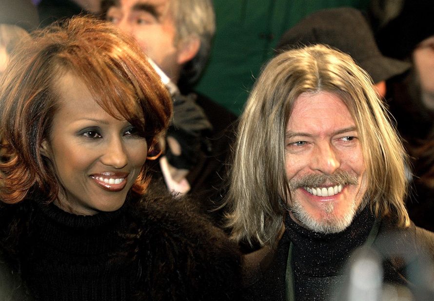 Bowie appears with his wife, model Iman, at the New York premiere of "Hannibal" in February 2001. 