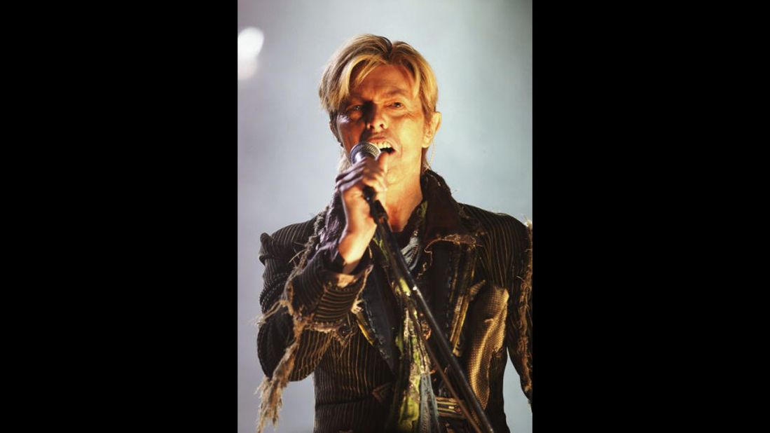 Bowie performs on the third and final day of the 2004 Nokia Isle of Wight Festival at Seaclose Park on the Isle of Wight, England.