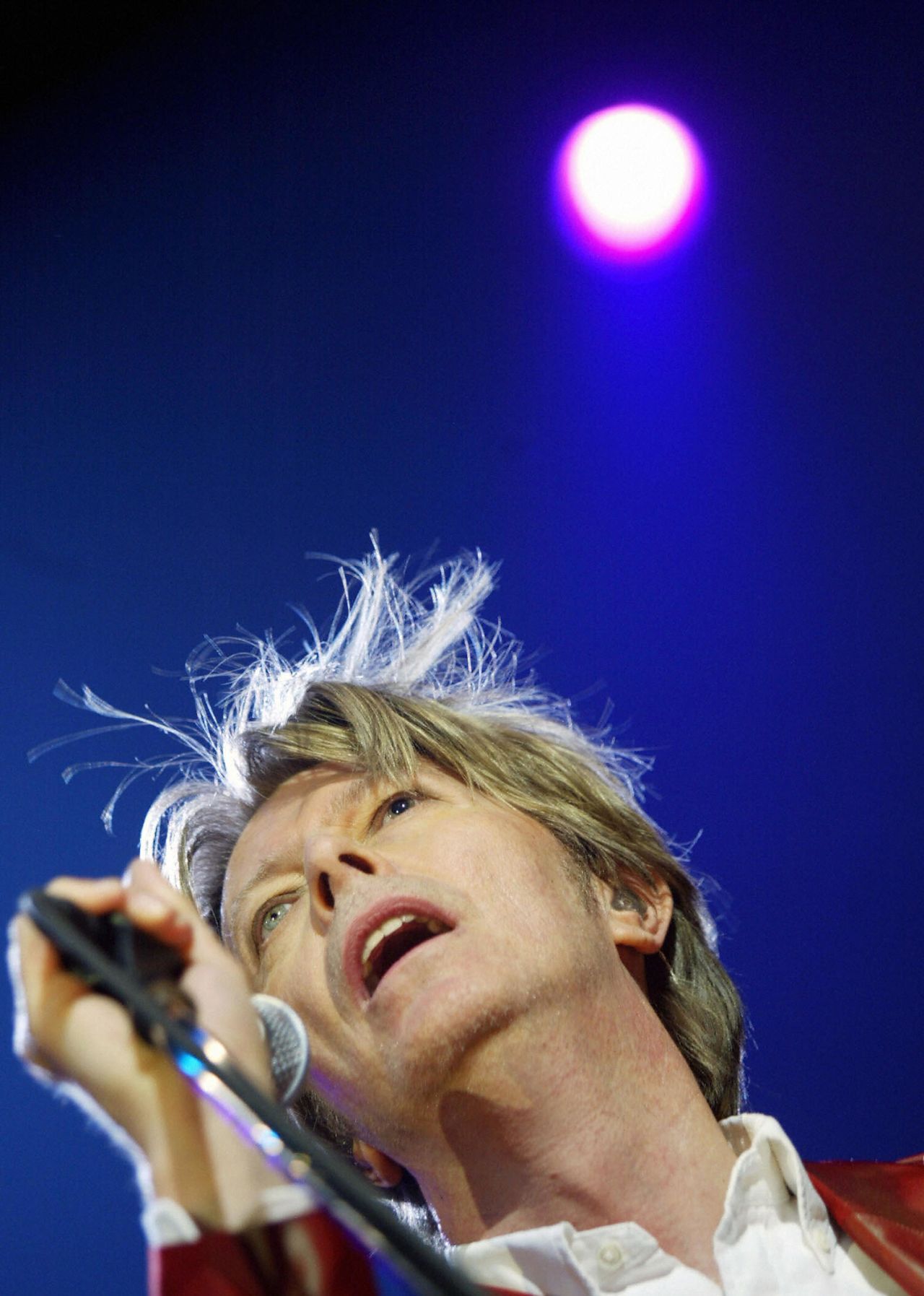 Bowie performs at Zenith in Paris in September 2002. 