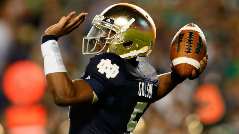Notre Dame quarterback Everett Golson throws a pass during Monday's game against Alabama.