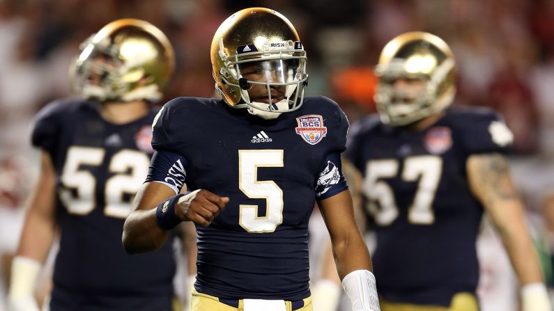 Notre Dame quarterback Everett Golson looks on after failing to convert on third down against Alabama.