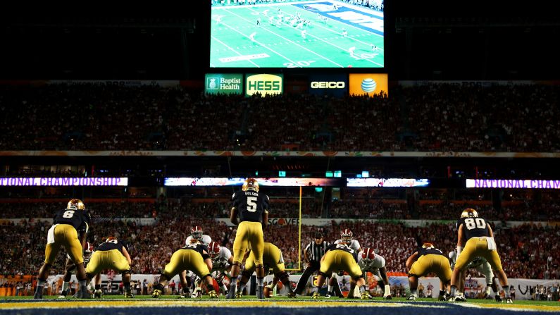 Notre Dame quarterback Everett Golson, sits under center during Monday night's game against Alabama.
