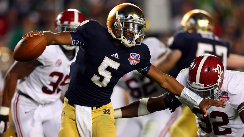 Notre Dame quarterback Everett Golson runs with the ball Monday night.