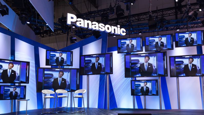 Panasonic President and CEO Kazuhiro Tsuga delivers a keynote speech on Tuesday.