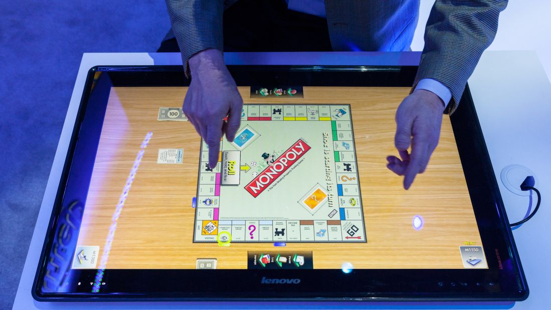A game of Monopoly is displayed Tuesday on Lenovo's Horizon table PC.
