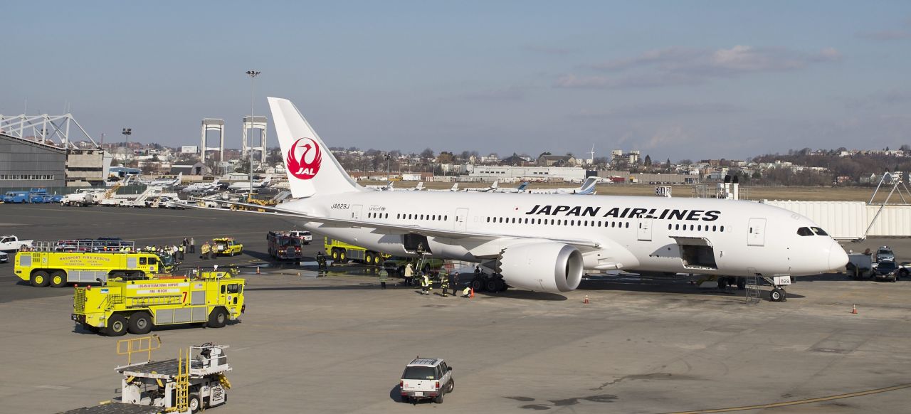 A fire aboard an empty Japan Airlines 787 Dreamliner prompted a response by firefighters at Boston Logan International Airport on January 7, 2013.