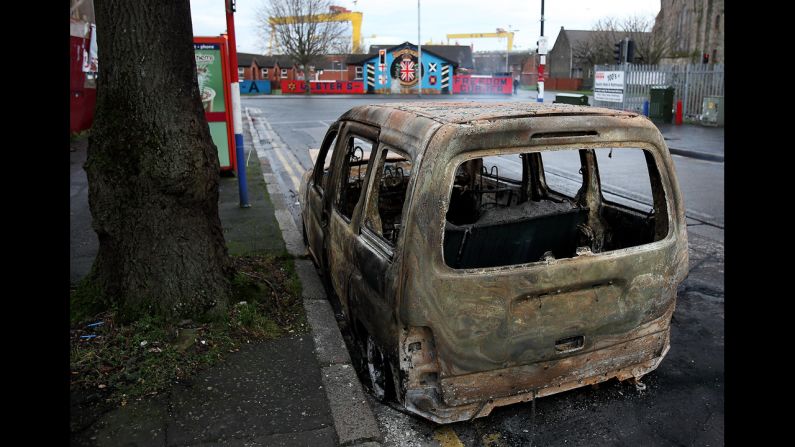 Damage can be seen around the city following the overnight protests on Monday.