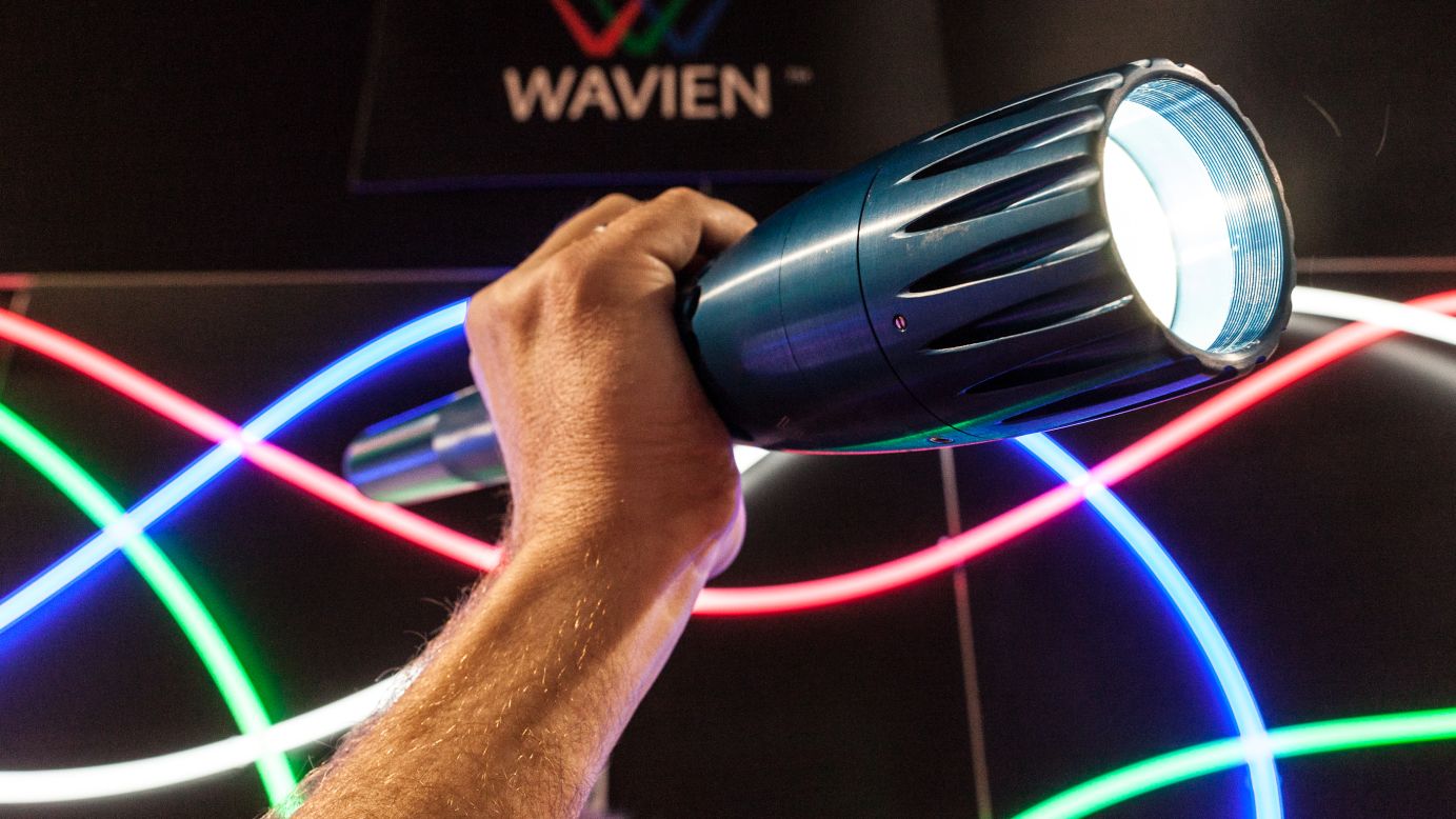 Wavien shows off its latest super-bright flashlight, the upgraded Night Navigator. It sells for $499.