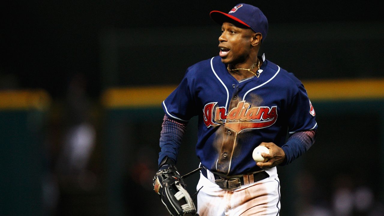Kenny Lofton of the Cleveland Indians runs back to the dugout after making a catch to end the inning against the Boston Red Sox during Game Four of the American League Championship Series on October 16, 2007, in Cleveland.
