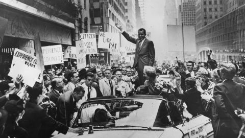Republican presidential candidate Nixon campaigns in New York in 1960.