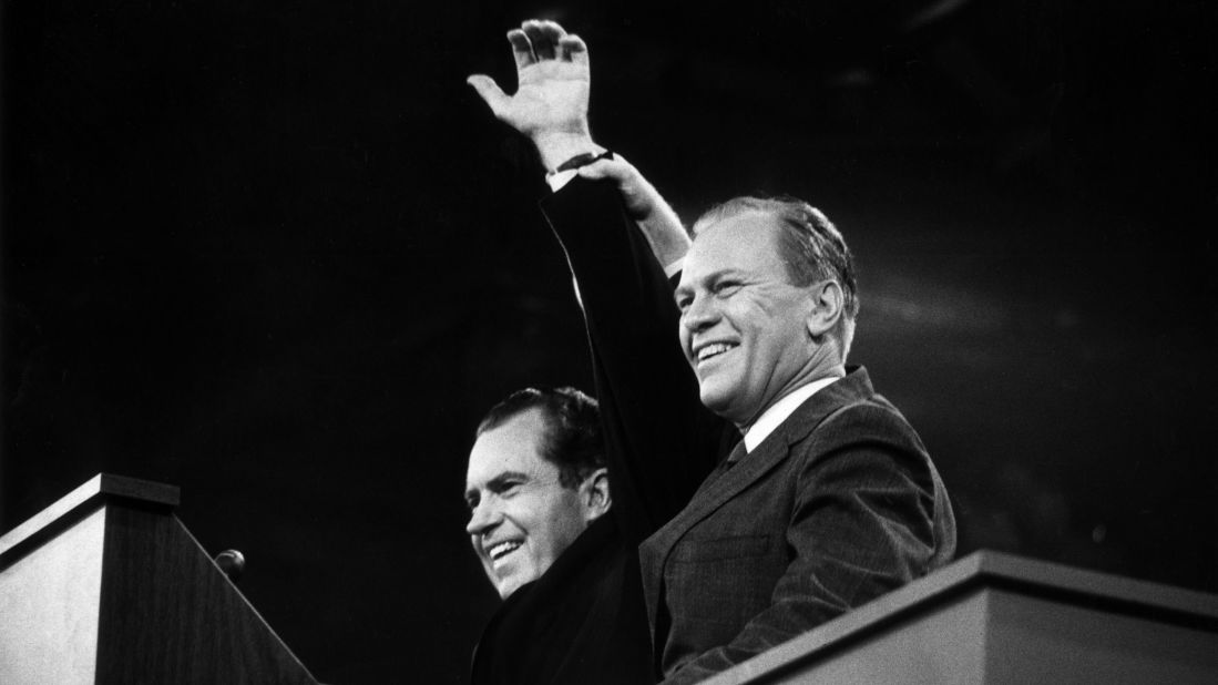 In 1972, Nixon ran a successful re-election campaign. Gerald Ford, right, became his vice president when Spiro Agnew resigned in 1973.