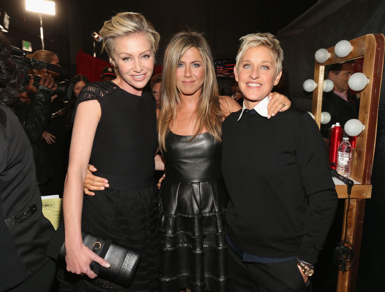 Portia de Rossi and Jennifer Aniston and Ellen DeGeneres