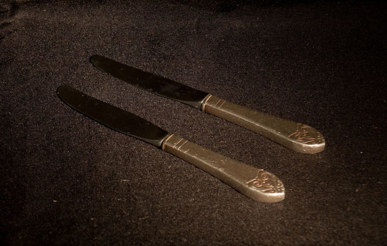 A pair of silver knives believed to have been pilfered by the same guest at two separate Waldorf events in the 1950's, before being returned by relatives via the amnesty program.