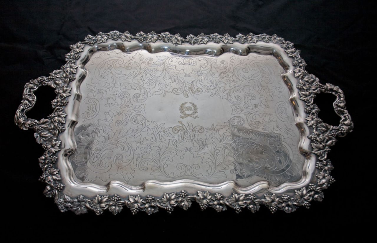 One of the only items in the entire display that was purchased legitimately. This silver plate tray was snapped up by a wealthy New York banker in the 1940's when the original Waldorf closed down. His family returned it for the amnesty exhibition. 