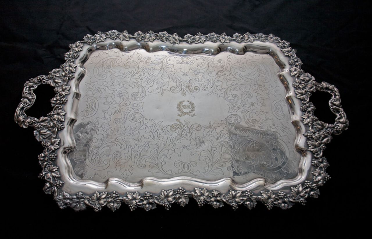 One of the only items in the entire display that was purchased legitimately. This silver plate tray was snapped up by a wealthy New York banker in the 1940's when the original Waldorf closed down. His family returned it for the amnesty exhibition.