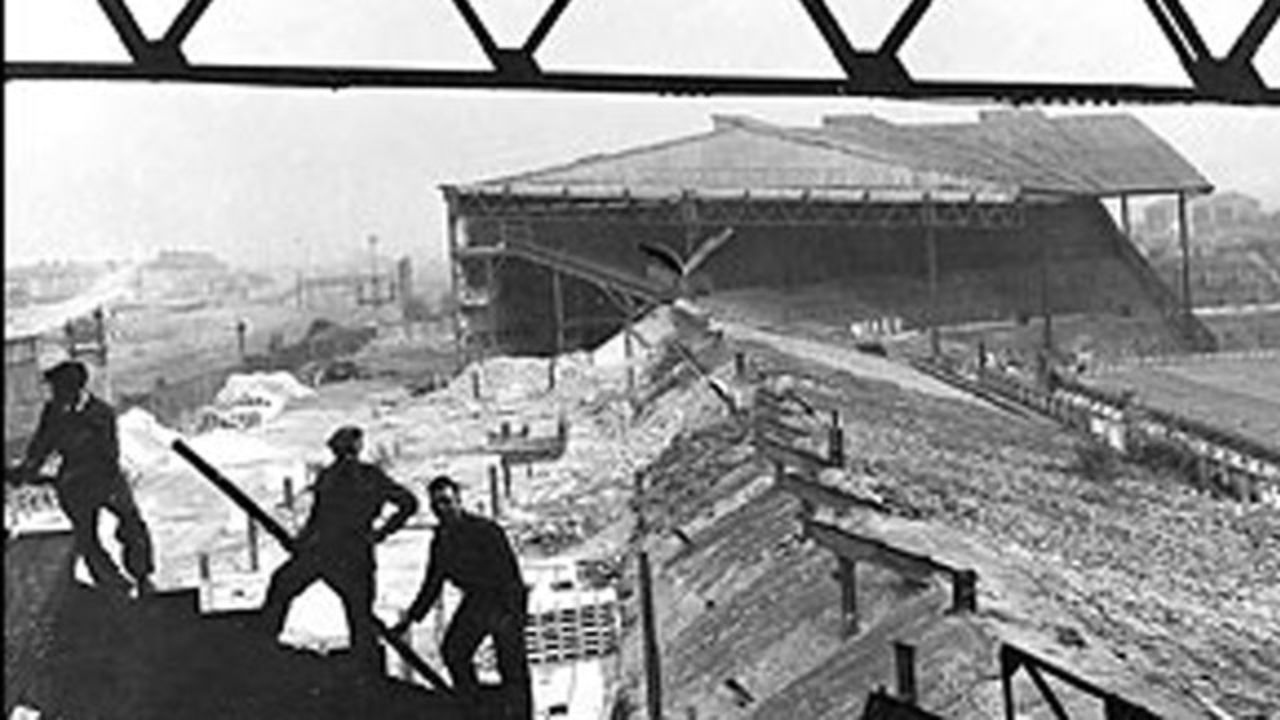 Old Trafford, home of Manchester United, was blitzed during a raid by the Luftwaffe on March 11 1941. The stadium was obliterated and left the club homeless. All of Gibson's hard work had been undone in a single night. United agreed a deal to play its home matches at Maine Road, home of rival Manchester City, until Old Trafford was rebuilt in 1949.