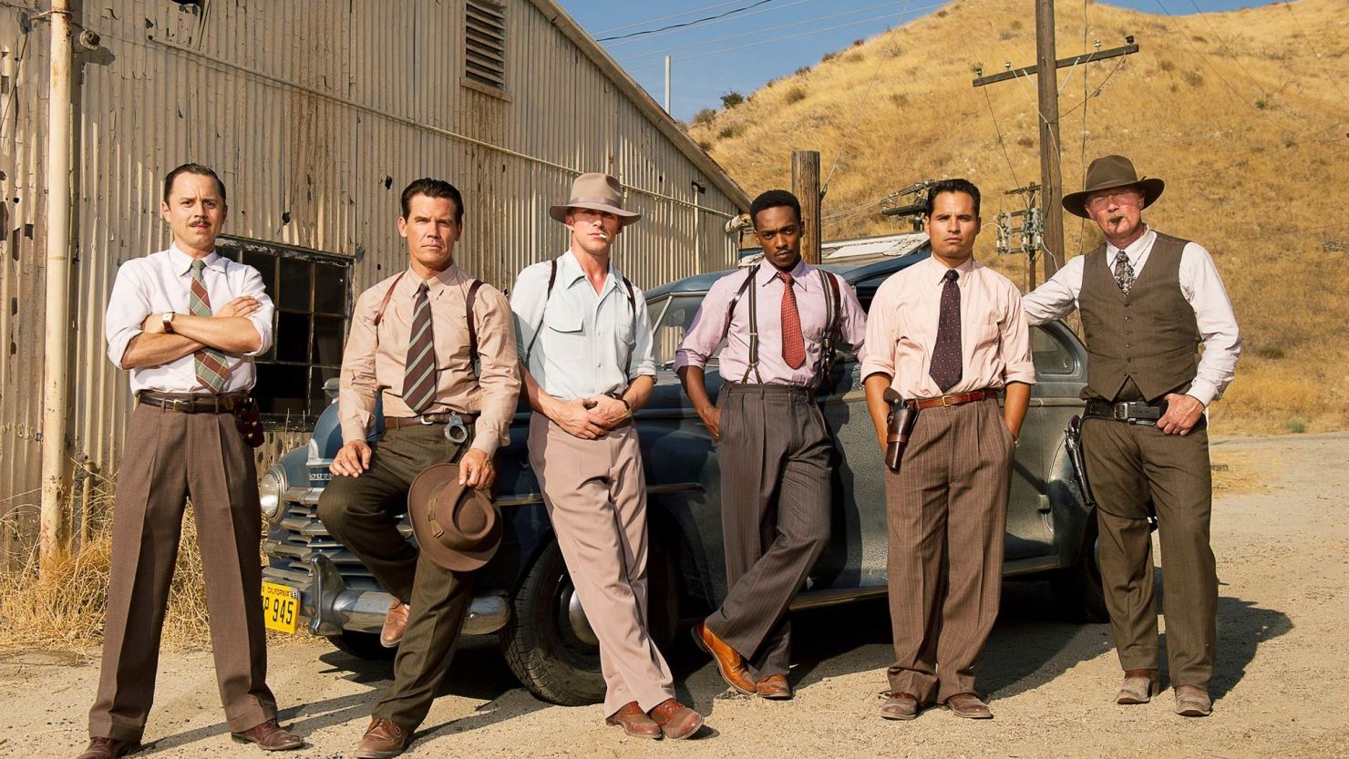 Giovanni Ribisi, Josh Brolin, Ryan Gosling, Anthony Mackie, Michael Pena and Robert Patrick in "Gangster Squad."
